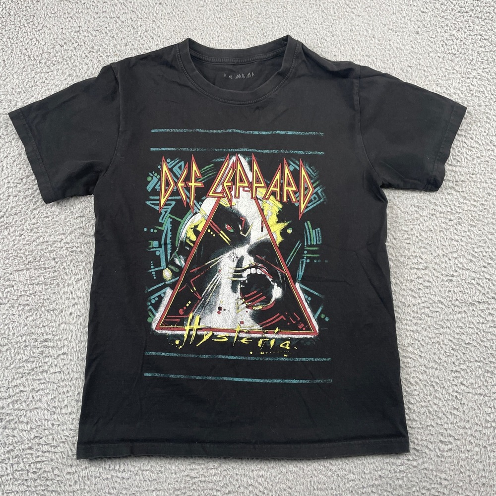 Def Leppard Hysteria T Shirt Mens S Black Graphic Rock Band Short Sleeve Tee